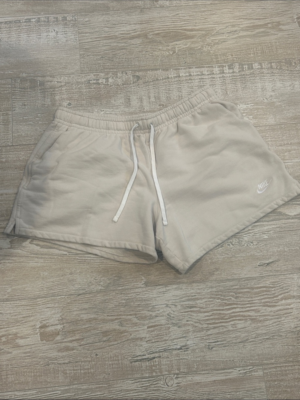 Nike Women's Light Beige Fleece Athletic Shorts